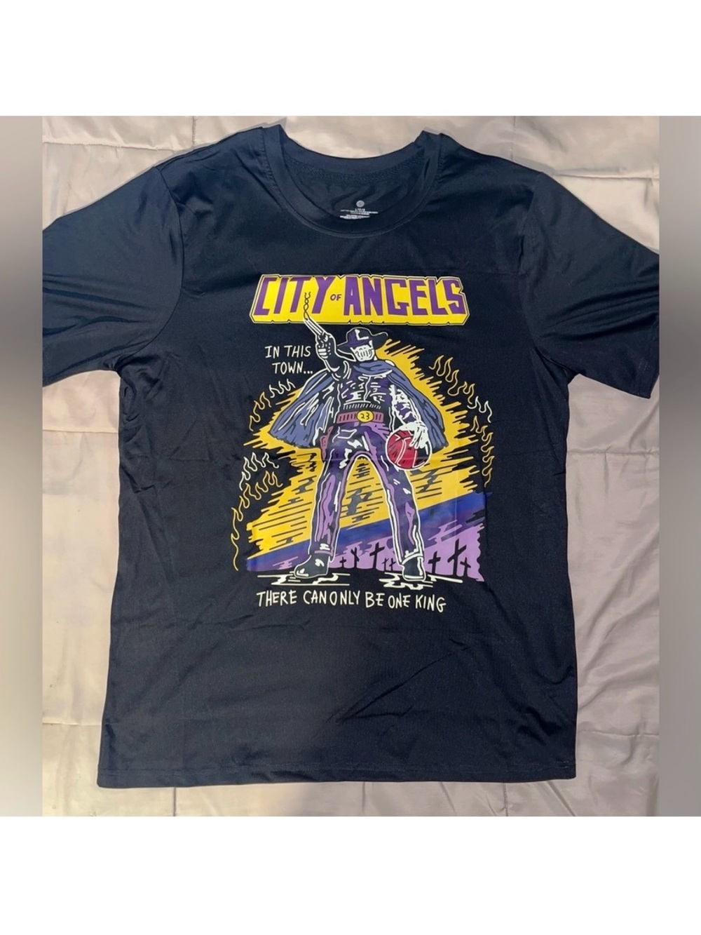 Black Short Sleeve LeBron James Los Angeles Lakers CITY OF ANGELS NBA T Shirt
